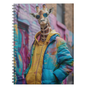 Carnet Girafe dans un maillot de rue avec lunettes de sol