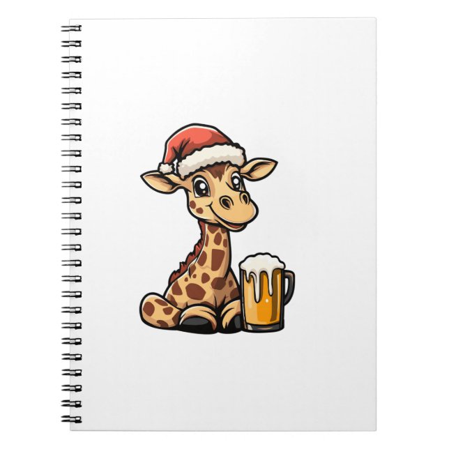 Carnet Girafe de Noël avec bière _ Fête de Noël (Devant)
