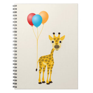 Carnet Girafe drôle avec des ballons colorés