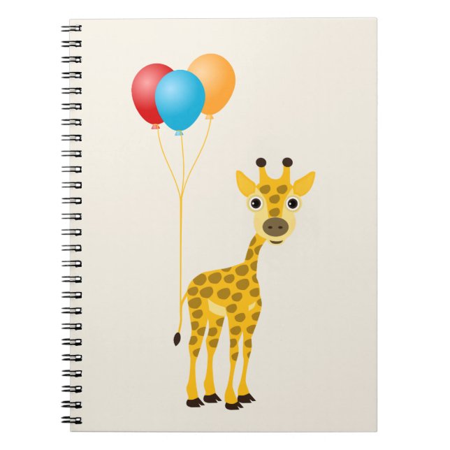 Carnet Girafe drôle avec des ballons colorés (Devant)