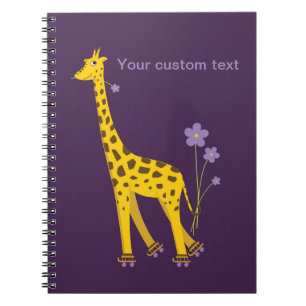 Carnet Girafe drôle de patinage de pourpre personnalisé