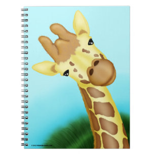Carnet Girafe jaune fraîche sur l'arrière - plan bleu