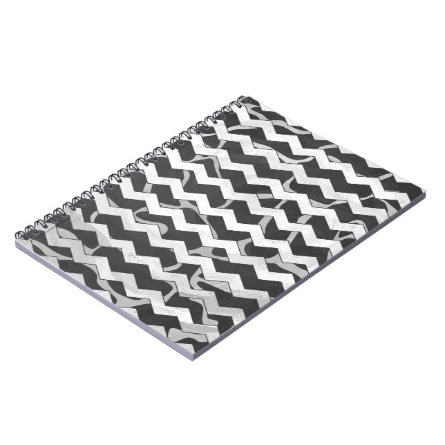 Carnet Girafe motif chevron noir et gris (Côté gauche)