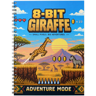 Carnet Girafe, Pixel Art Rétro 8 Bits