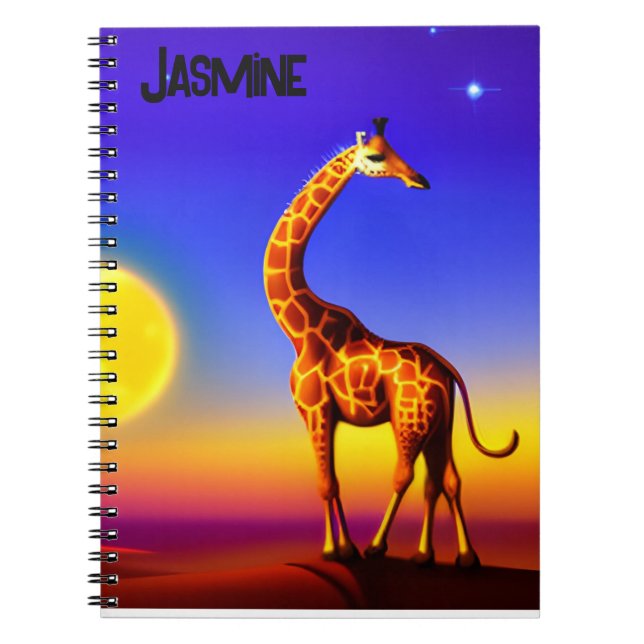 Carnet Girafe rêve/lune/étoiles modifiable (Devant)