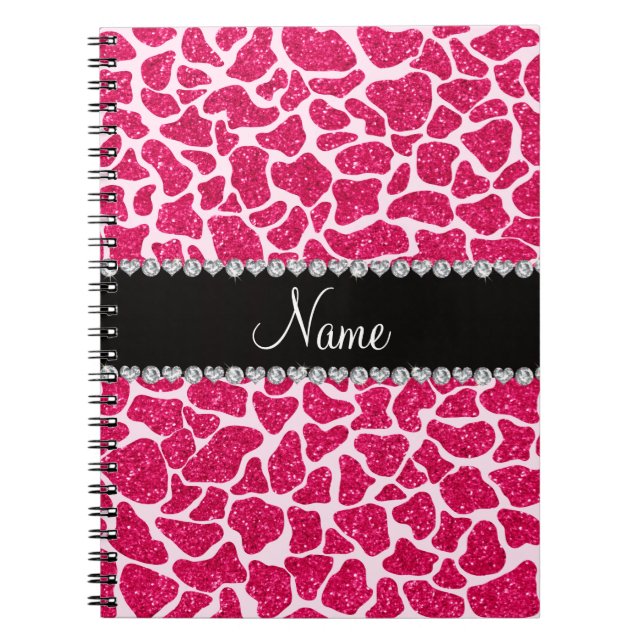 Carnet Girafe rose nommée faite sur commande de parties (Devant)