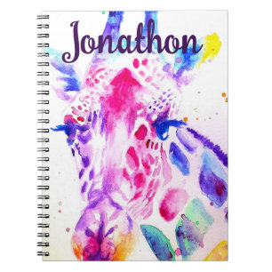 Carnet Giraffe Aquarelle Garçons Purple Cadeaux Lavande