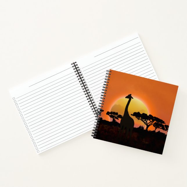 Carnet Giraffe couché de soleil du Serengeti | Safari afr (Intérieur)