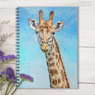 Carnet Giraffe curieuse avec Ciel de Confetti Bleu