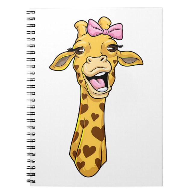 Carnet Giraffe Lover Giraffe Coeurs de ruban (Devant)