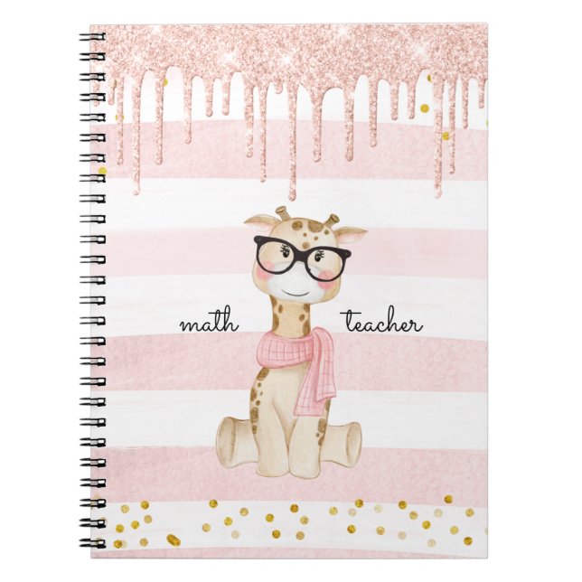 Carnet Giraffe mignonne avec lunettes Enseignant math (Devant)