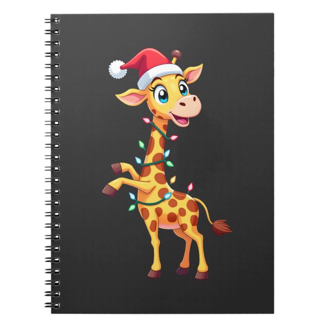 Carnet Giraffe Xmas Lighting Funny Santa Giraffe Christma (Devant)