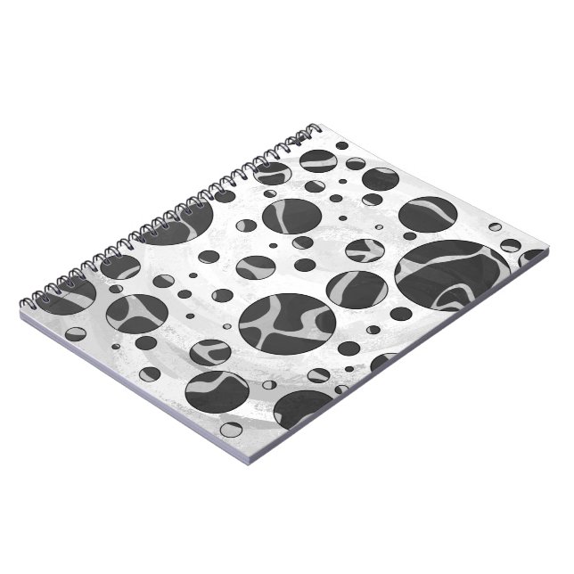 Carnet Giraffy Polka Dot noir et gris clair Impression (Côté gauche)