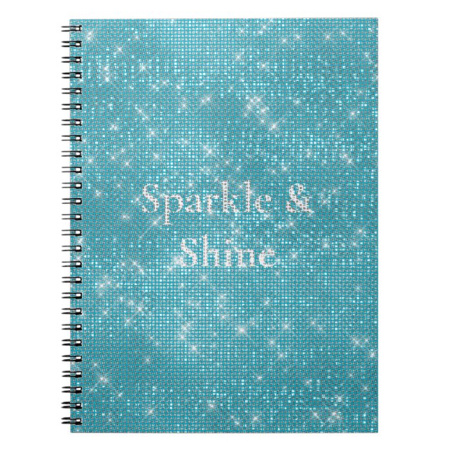 Carnet Girl Aqua Blue Glitzy Sparkle (Devant)