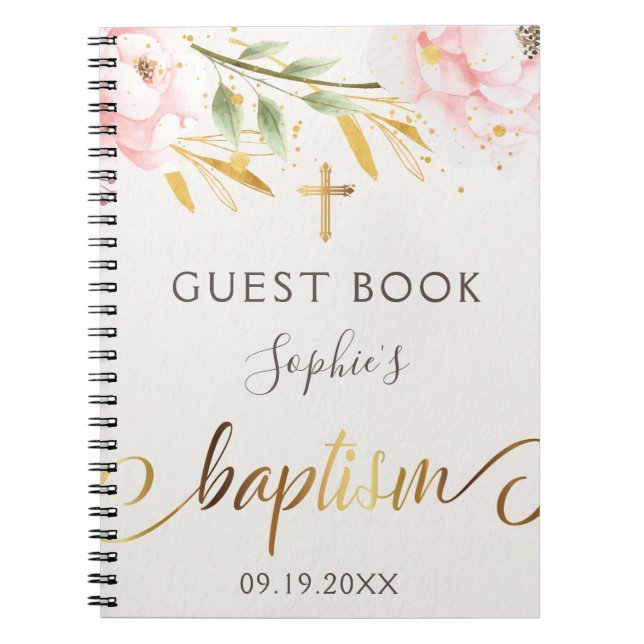 Carnet Girl Baptism Floral Guest Book (Devant)