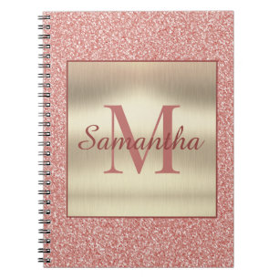 Carnet Girl Blush Parties scintillant rose or Monogramme 