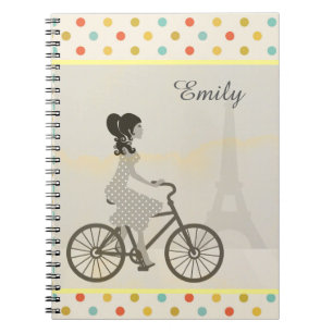 Carnet Girl équitation vélo à Paris Polka Dot personnalis