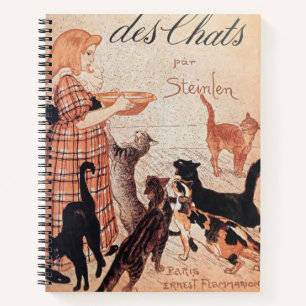 Carnet Girl Feeding Cats Vintage Steinlen Poster