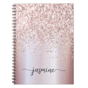 Carnet Girl Glam Rose Gold Parties scintillant Monogramme