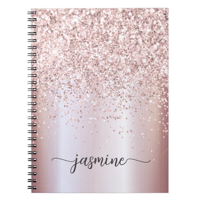 Carnet Girl Glam Rose Gold Parties scintillant Monogramme (Devant)