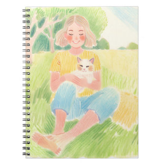 Carnet Girl hugging a cat