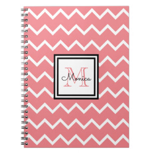 Carnet Girl Pastel Nom rouge Monogram Chevron