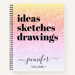 Carnet Girl Rose Rainbow Parties scintillant Votre nom Sk