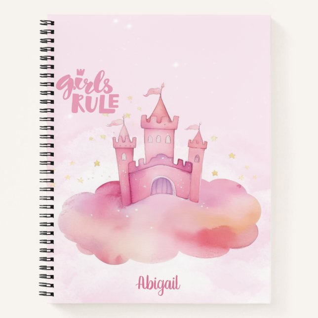 Carnet Girl Rule Palace sur le nuage rose personnalisable (Devant)