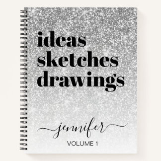 Carnet Girl Silver Parties scintillant Votre nom Sketchbo