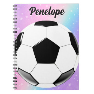Carnet Girl Soccer Ball Pastel Stars Nom personnalisé