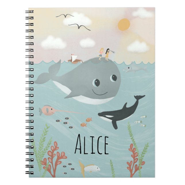 Carnet Girls Cute Ocean Orca and Whale Kids School (Devant)