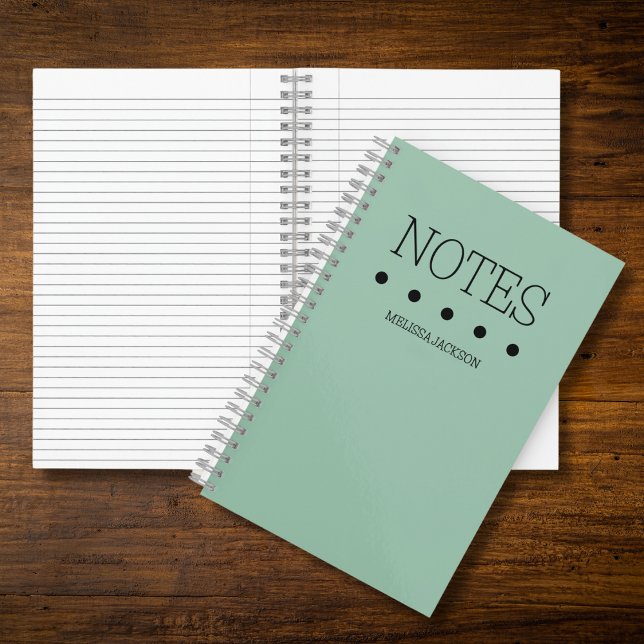 Carnet Girls Green Monogrammed Full Name Notes (Créateur téléchargé)