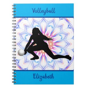 Carnet Girls Volleyball Blue Abstrait Personnalisé