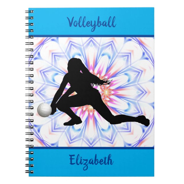 Carnet Girls Volleyball Blue Abstrait Personnalisé (Devant)