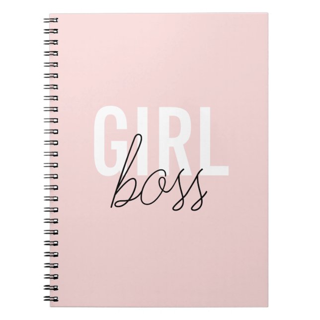 Carnet Girly blush typographiy script girl boss (Devant)