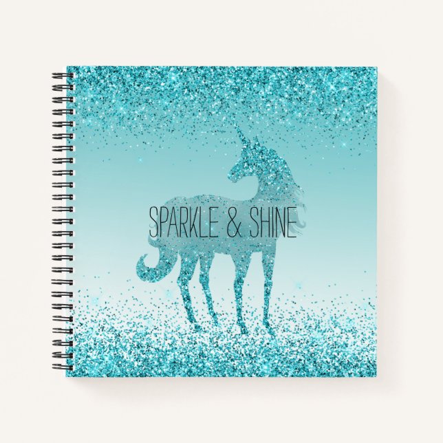 Carnet Girly Glitz Aqua Turquoise Parties scintillant Uni (Devant)