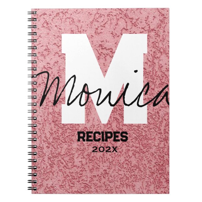 Carnet Girly Monogram Calligraphy rough rose Pink Binder (Devant)