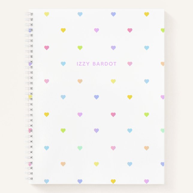 Carnet Girly Pastel Hearts Motif (Devant)
