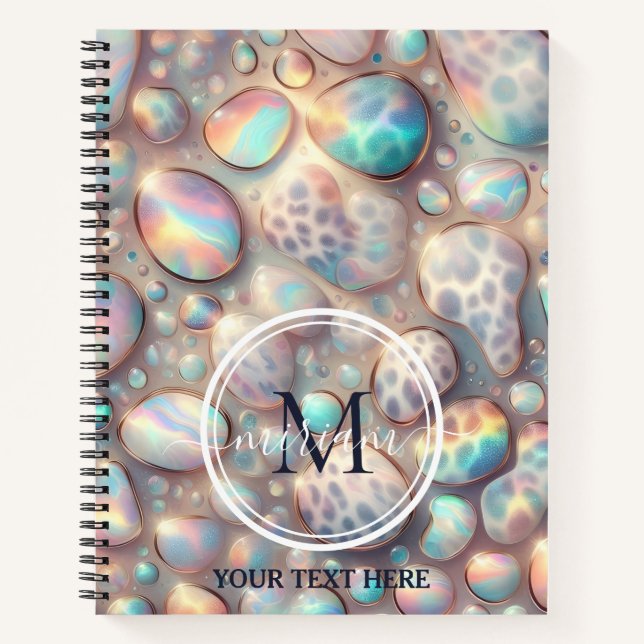 Carnet Girly Trendy Opal Leopard Print Monogram (Devant)