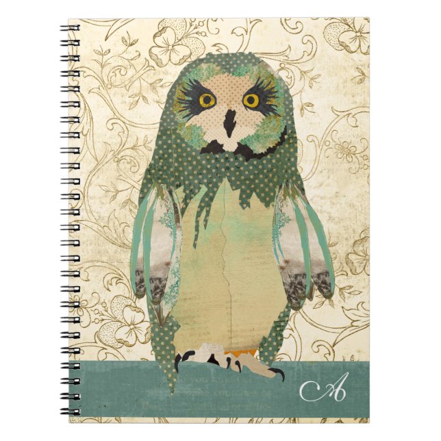 Carnet gitan de monogramme de hibou de Polkadot (Devant)