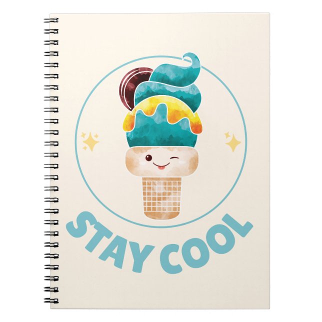 Carnet Glace à l'eau aquarelle Cône de glace pastel (Devant)