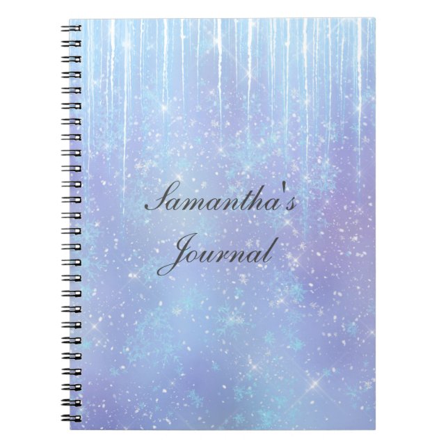 Carnet Glaçons Flocons Cristaux Bleu Violet (Devant)