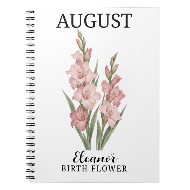 Carnet Glaïeul Fleur de Naissance Botanique Août Teinté d (Devant)