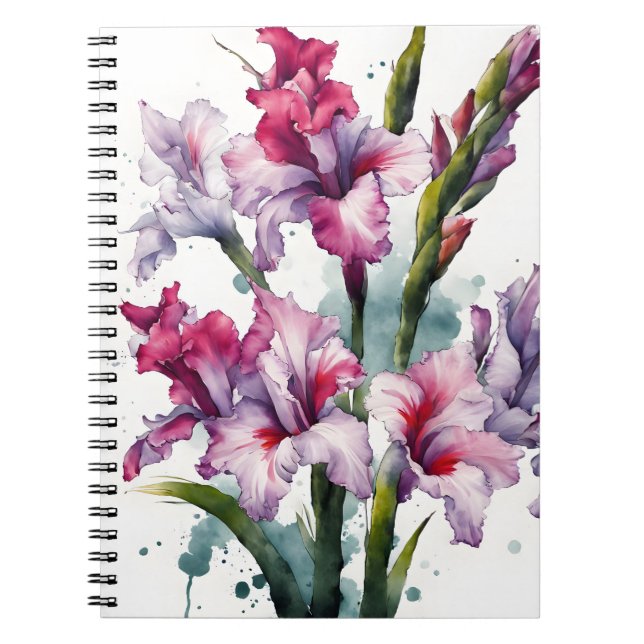 Carnet Glaïeul - Fleurs aquarelle (Devant)