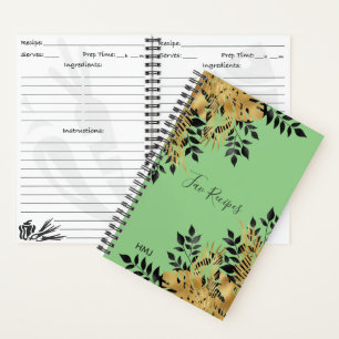 Carnet Glam Black & Gold Tropical Feuilles Recette