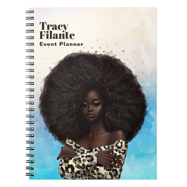Carnet Glam Chic Leopard Skin Afro-Américain (Devant)