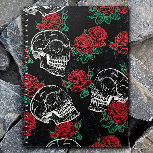 Carnet Glam crâne sucre Rose rouge moderne Grunge gothi
