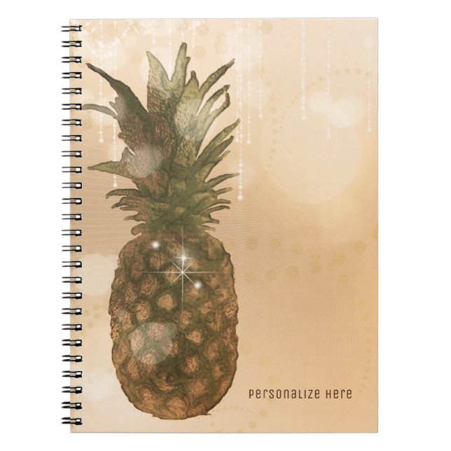 Carnet Glam Golden Pineapple Elegant Tropical Custom (Devant)