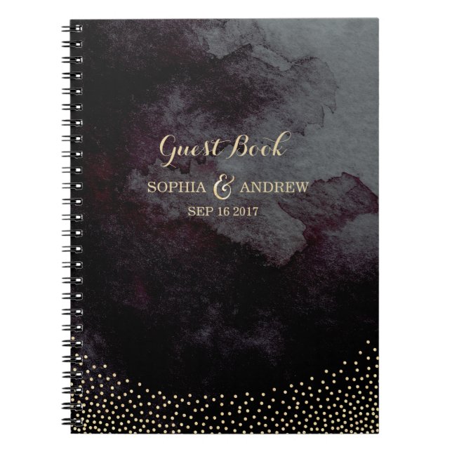 Carnet Glam noir faux or parties scintillant mariage livr (Devant)