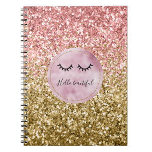 Carnet Glam Pink Gold Parties scintillant Black Eyelashes